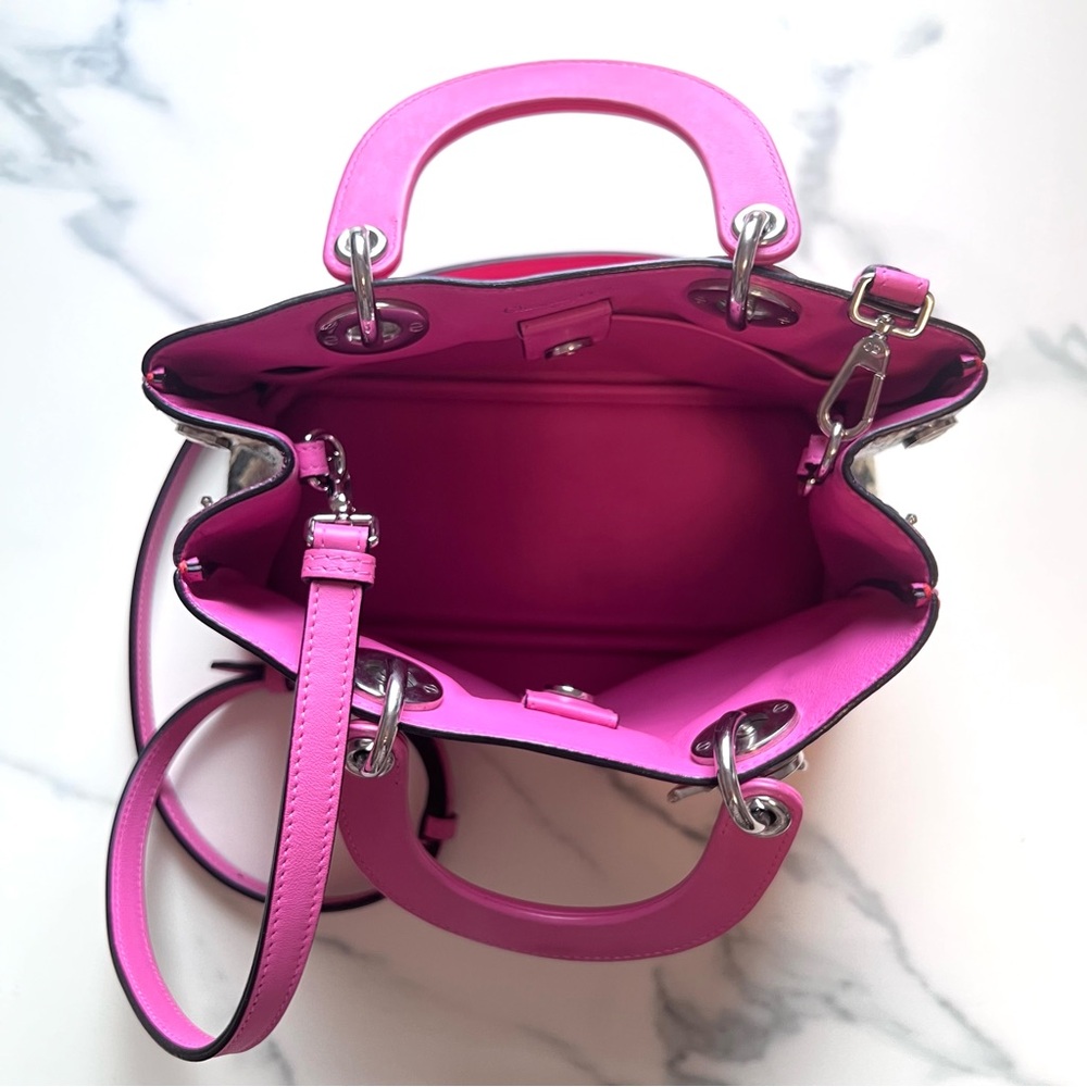 Maximalist Dior Small Pink/Red Calfskin and Python Diorissimo Tote Bag - Picture 5 of 16